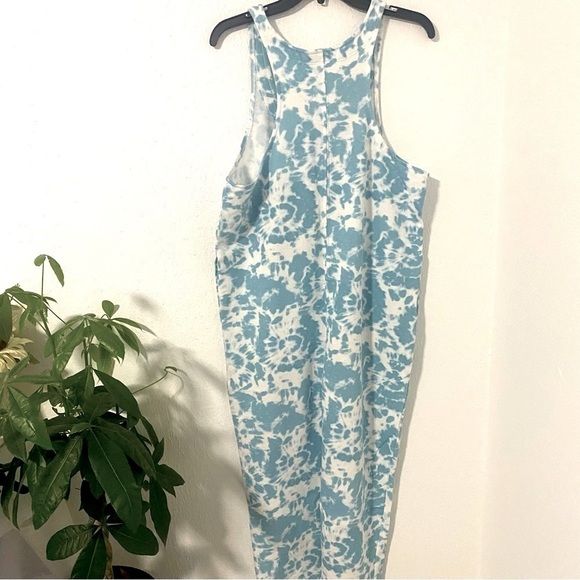 Colsie Blue Tie Dye Jumper Romper Crop Jumpsuit Fleece Lounge Casual Size Medium - Picture 6 of 12